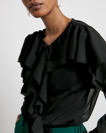 Joanna Hope Crinkle Chiffon Ruffle Blouse