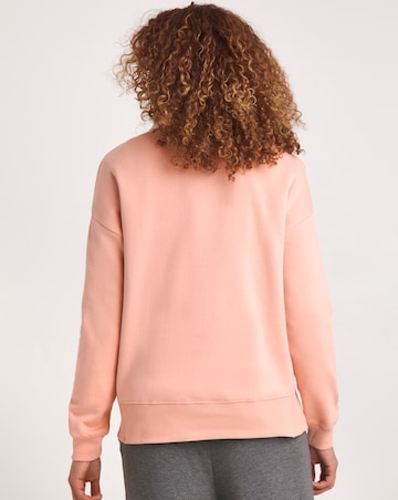 Pink Ribbed Side Panel Crew Neck Sweatshirt
