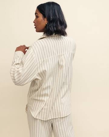 Nobody's Child Cream Pinstripe Oversized Shirt