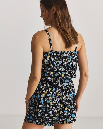 Ditsy Floral Shirred Bandeau Beach Playsuit