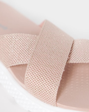 Cushion Walk Rose Gold Shimmer Glitter Crossover Sandals - Wide Fit (E)