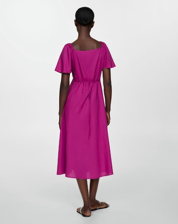 Mango Buttoned Linen Blend Midi Dress