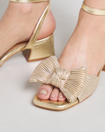 Isla Plisse Bow Low Heel Occasion Sandals Wide E Fit