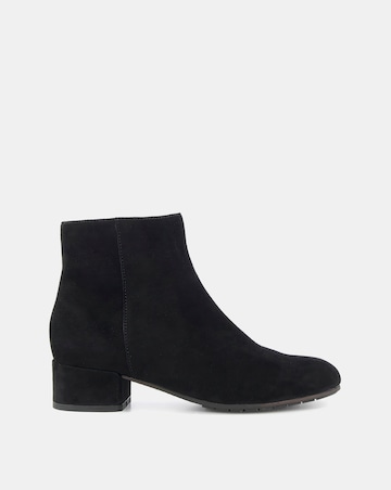 Dune Pippie Black Suede Low-Heel Ankle Boots Wide Fit