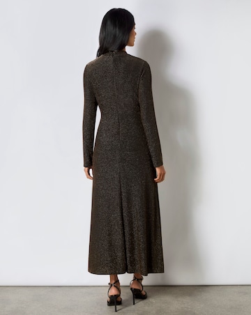 Ro&Zo Zara Gold Sparkle Jersey Keyhole Front Dress