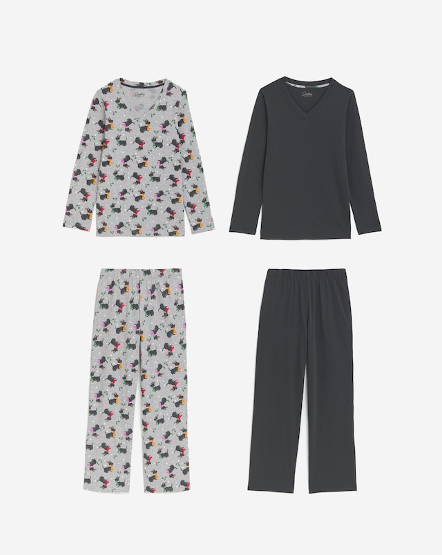 Pretty Secrets (2 Pack) Christmas Scottie Dog Value Pyjama Sets