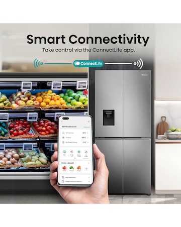 Hisense RQ5P470SMIE 80cm American 4 Door Fridge Freezer - Black