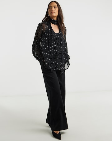 Georgette Collarless Tie Detail Blouse