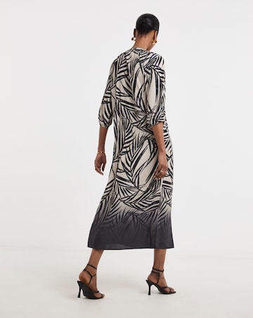 Printed Textured Fabric Kaftan Dress