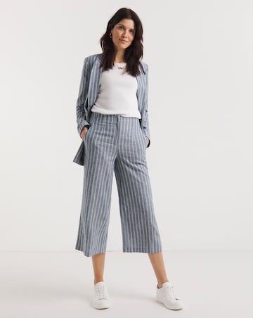 Blue Stripe Linen Straight Leg Culotte