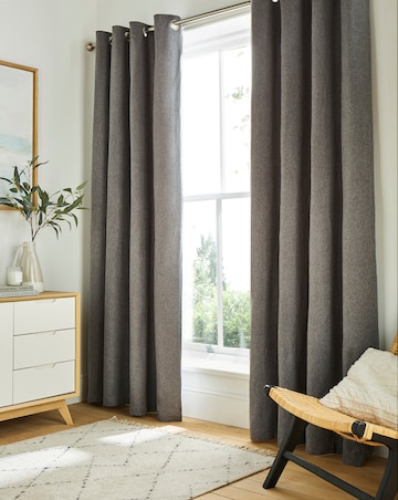 Brushed Pair of Eyelet Curtains