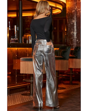 Sosandar Faux Leather Palazzo Trouser