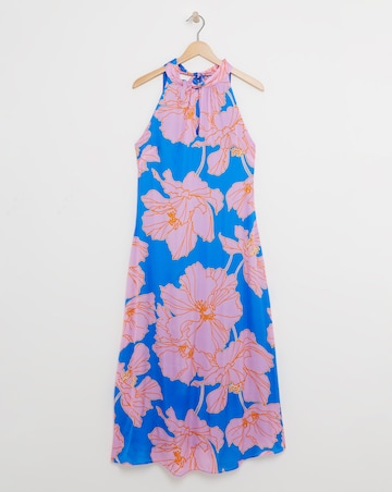 Ro&Zo Oriental Floral Satin Twist Halter Neck