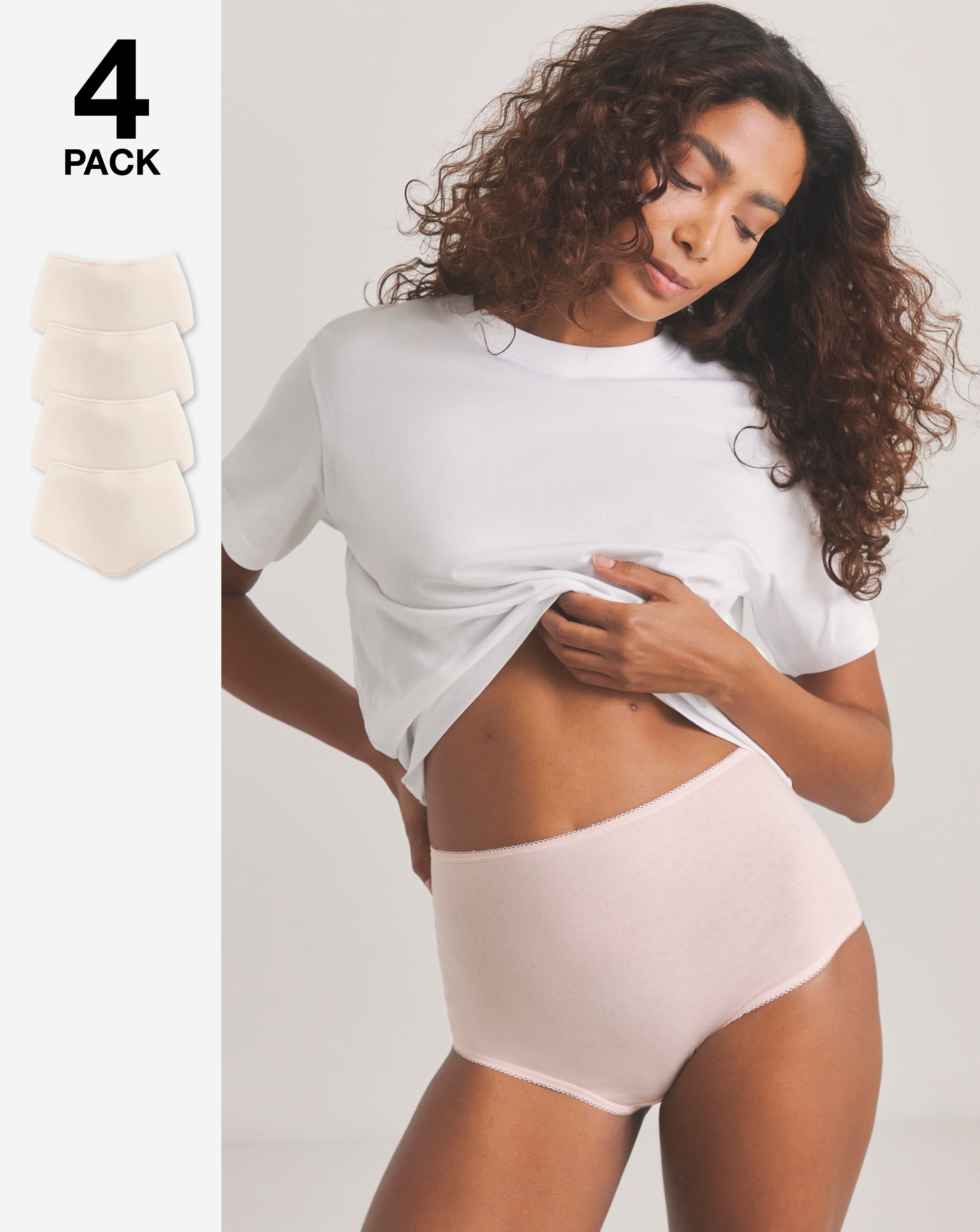 Pretty Secrets (4 Pack) Cotton Full Brief Knickers Blush