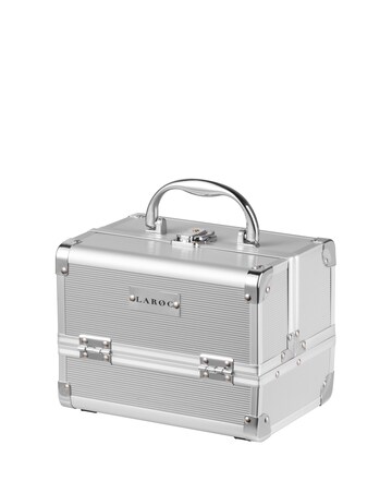 LaRoc Small Aluminium Makeup Case with Mirror - Silver