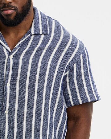 Jack & Jones Coba Stripe Resort Shirt - Blue