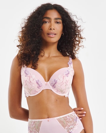 Pretty Secrets Sophia Embroidery Padded Plunge Bra (B-E) Pink