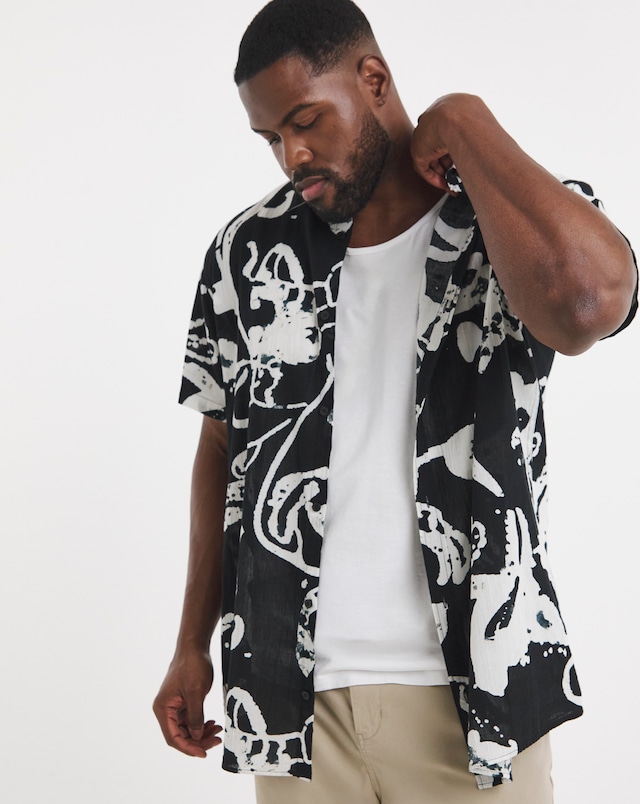 Jack & Jones Montauk Printed Shirt - Black