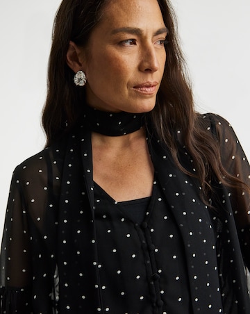 Georgette Collarless Tie Detail Blouse