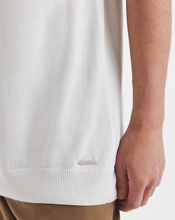 Folio Off White Open Neck Knitted Polo