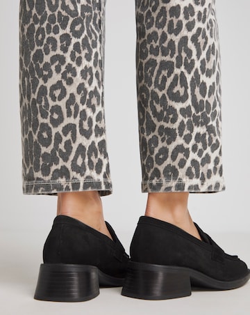 Westerly Low Block Heel Suede Loafers - Wide Fit (E)