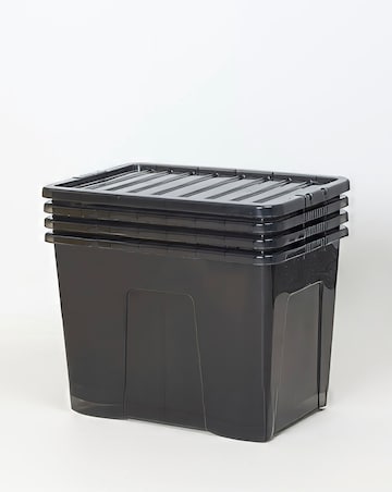Wham Crystal Smoke Grey 80L Box and Lid 4PK