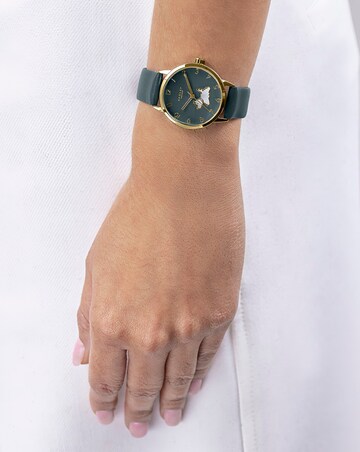 Radley Gold Leather Strap Watch, Gold Plated Earring Pair & Tray Set