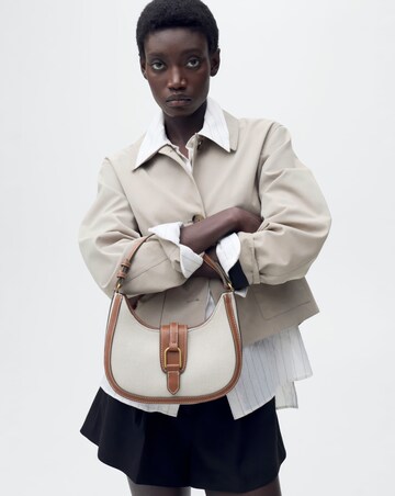 Mango Canvas & PU Shoulder Bag