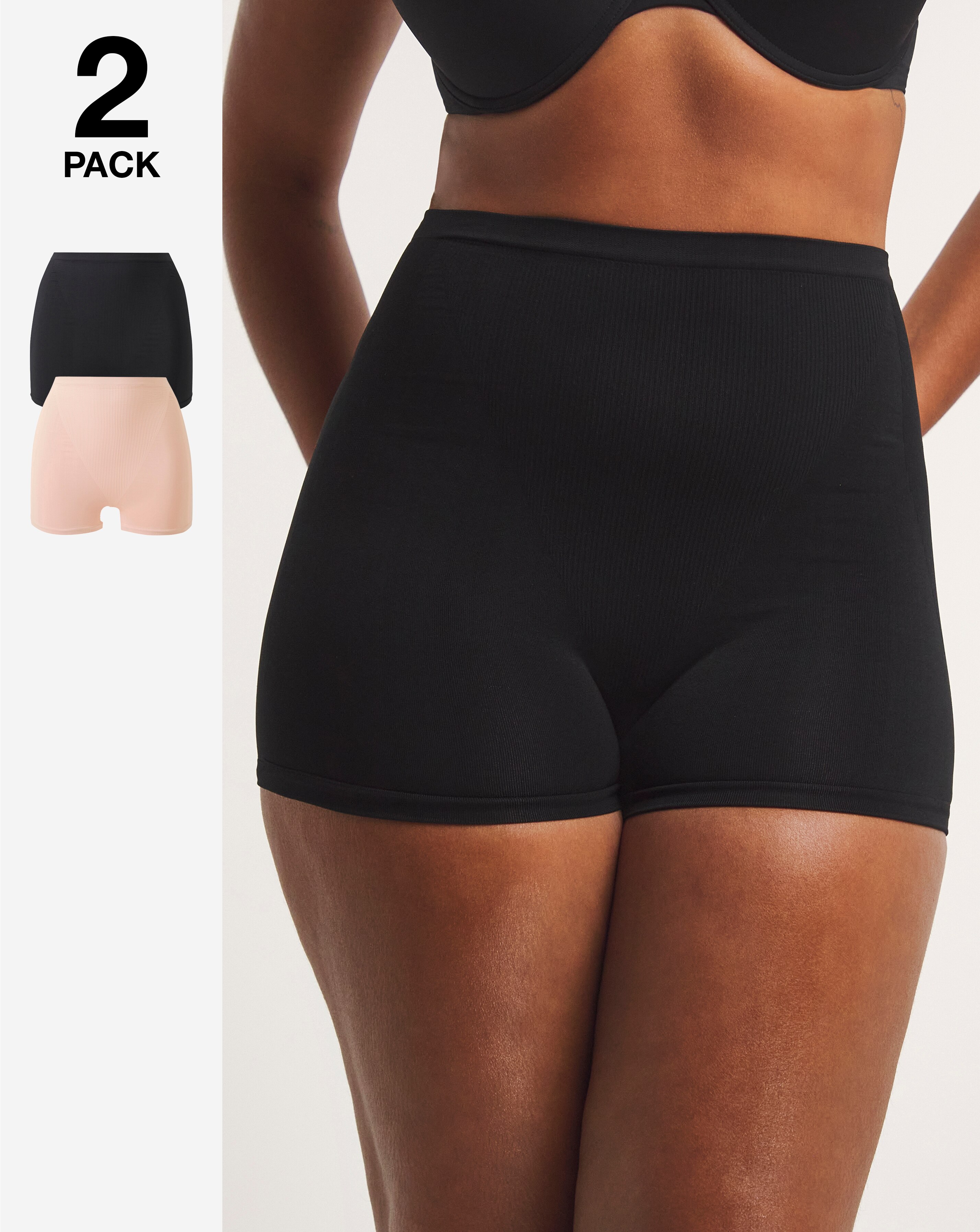 MAGISCULPT (2 Pack) Medium Control High Waist Shorts Black/Blush