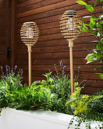 Lumina Natural Rattan Stake Light 2 Pack