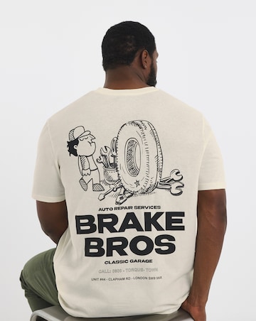 Jack & Jones Brake Bros Back Graphic T-Shirt - Cream