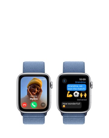 Apple Watch SE GPS 44mm Silver Aluminium Case, Winter Blue Sport Loop