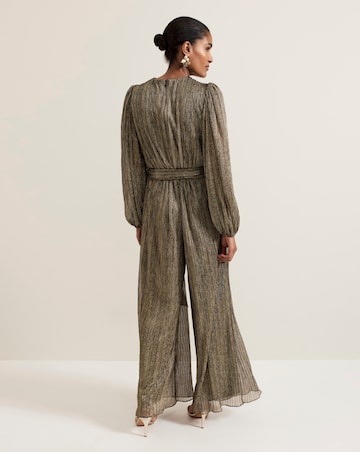 Phase Eight Alli Gold Textured Jumpsuit