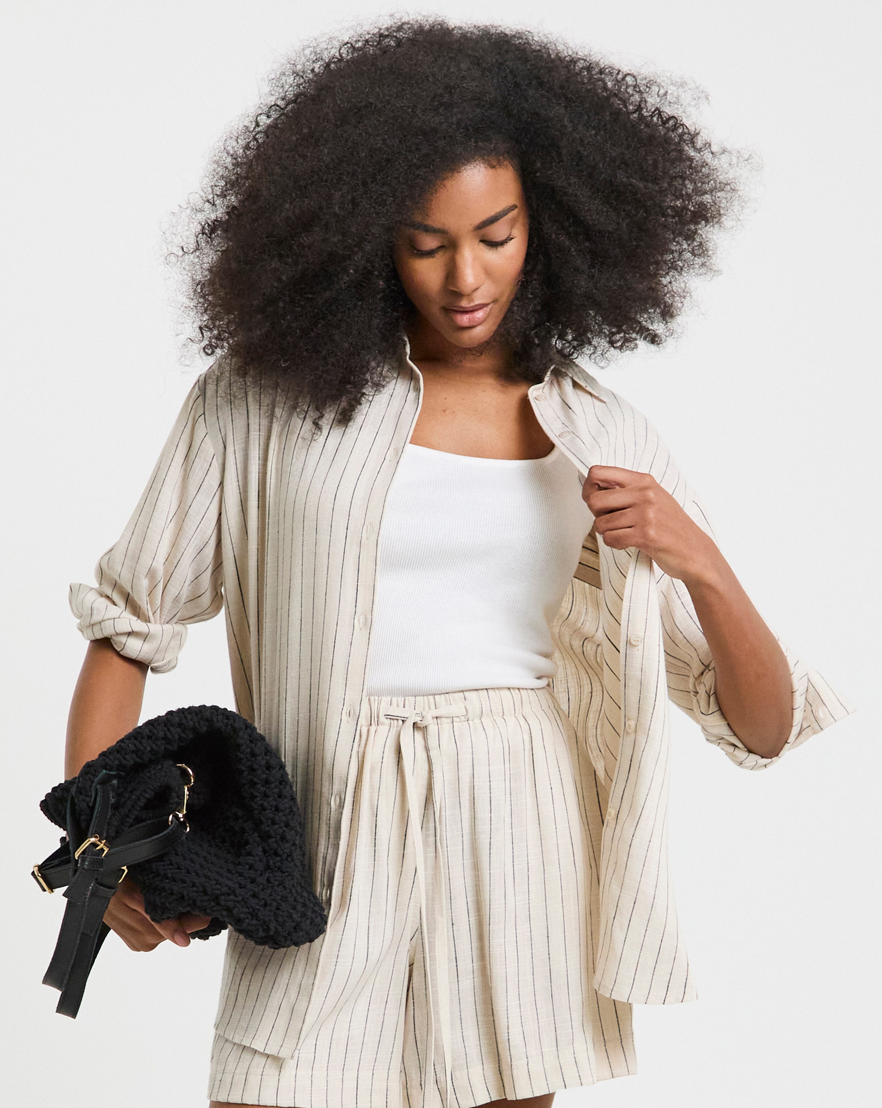 Simply Be Stripe Linen Mix Shirt | JD Williams