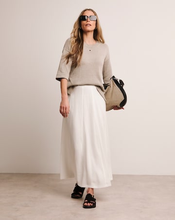 Anthology Stone Linen Mix Short Sleeve Jumper