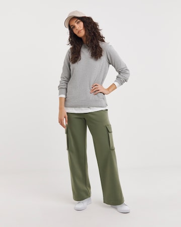 Khaki Wide Leg Cargo Joggers