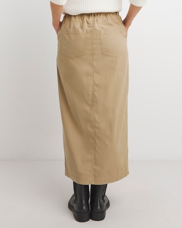 Dark Stone Lyocell Rich Maxi Column Skirt