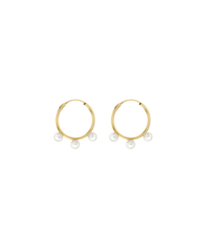 9ct Gold Fresh Pearls Hoops
