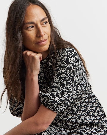 Textured Bubble Sleeve Dress