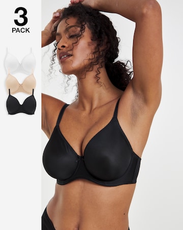 Pretty Secrets (3 Pack) Full Cup Wired Bras (B-E) Black/White/Almond