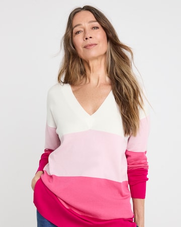 Pink Stripe V Neck Slouch Tunic