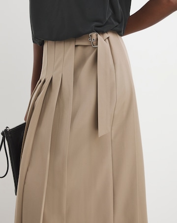 Neutral Pleated Midaxi Skirt