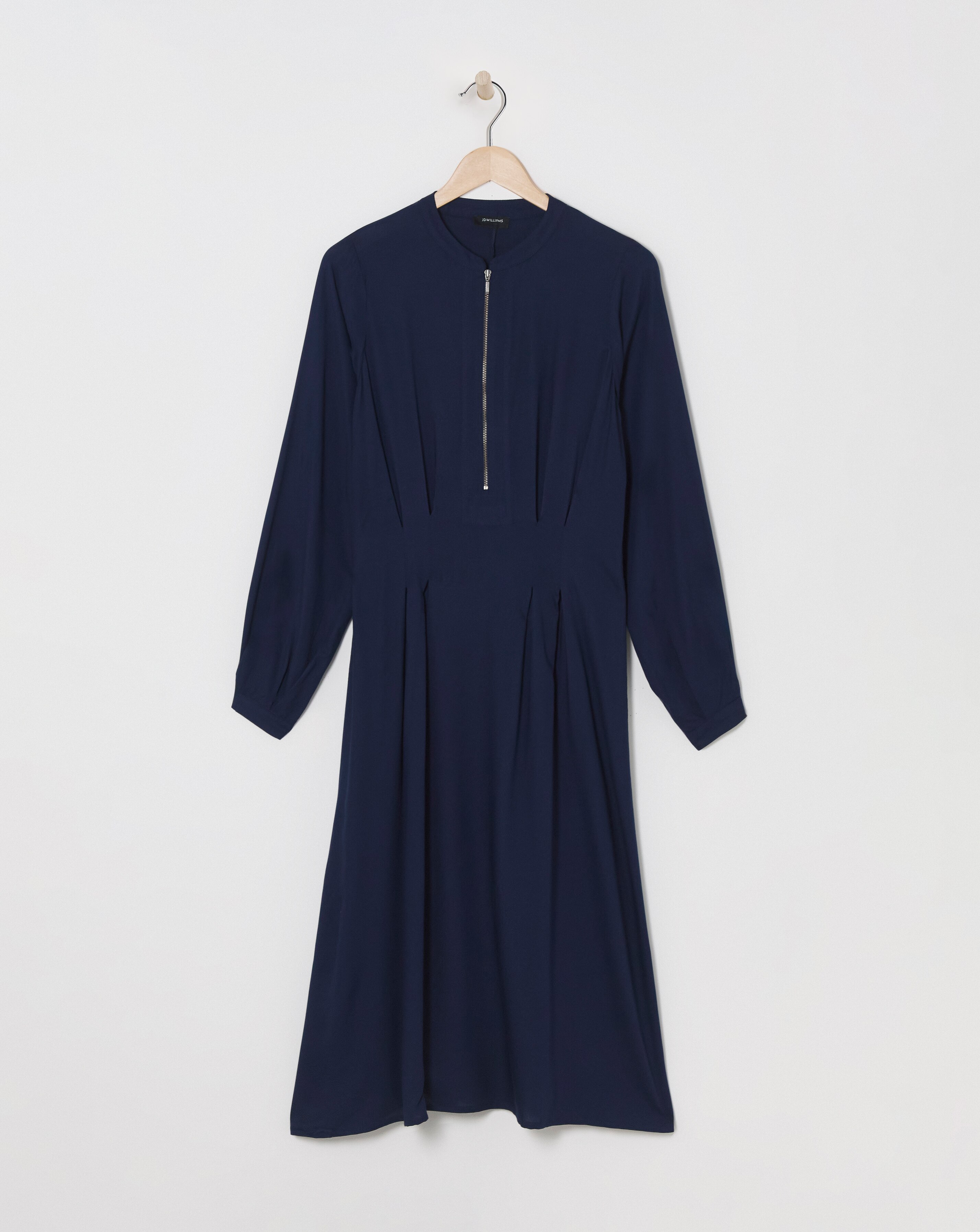 Midi Shirt Dress With Quarter Front Zip