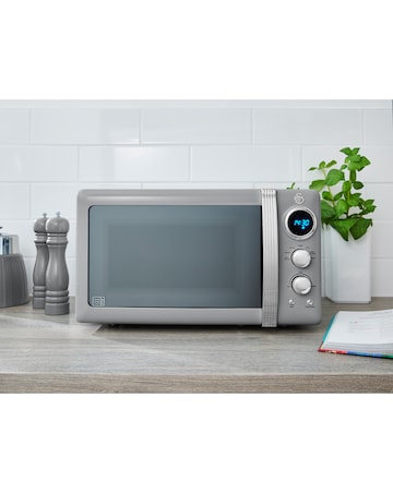 Swan Retro Grey Kettle, 4 Slice Toaster and Microwave Bundle