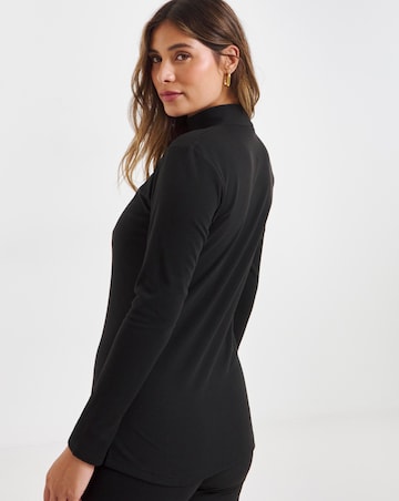 Pretty Secrets Thermal Brushed Fleece Turtle Neck Long Sleeve Top - Black