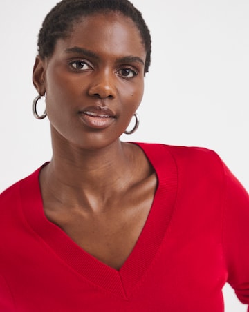 Red V Neck Jumper