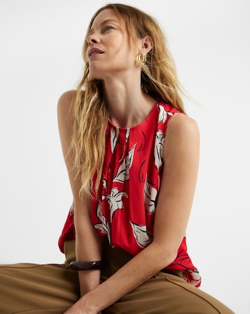 Pleated Sleeveless Shell Top