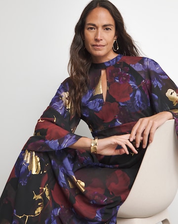 Joanna Hope Printed Maxi Dress With Gold Foil