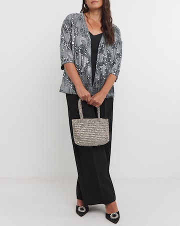 Grey Sequin Velvet Kimono