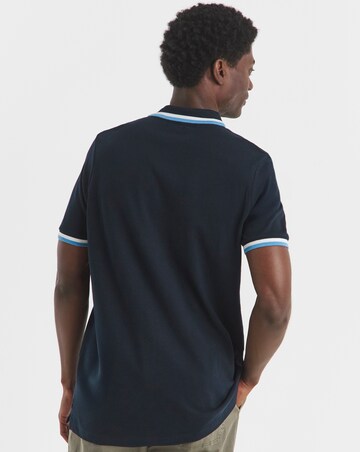 Pure Cotton Tipped Pique Polo Long Length- Navy